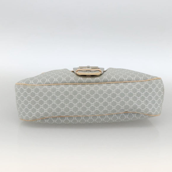 CELINE C Macadam Canvas Shoulder Bag Light Blue Silver Auth LNZ508V
