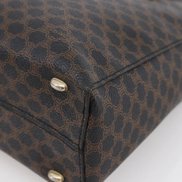 CELINE Macadam Canvas Hand Bag PVC Leather Black Gold Auth LNZ528