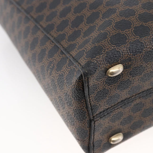 CELINE Macadam Canvas Hand Bag PVC Leather Black Gold Auth LNZ528