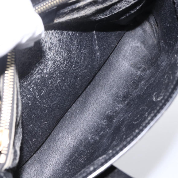 CELINE Macadam Canvas Hand Bag PVC Leather Black Gold Auth LNZ528