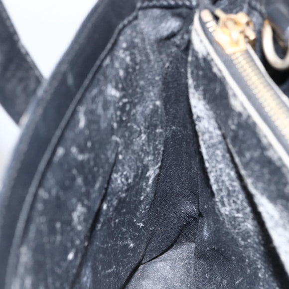 CELINE Macadam Canvas Hand Bag PVC Leather Black Gold Auth LNZ528