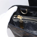 CELINE Macadam Canvas Hand Bag PVC Leather Black Gold Auth LNZ528-20