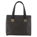 CELINE Macadam Canvas Hand Bag PVC Leather Black Gold Auth LNZ528-13