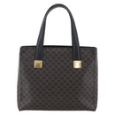 CELINE Macadam Canvas Hand Bag PVC Leather Black Gold Auth LNZ528-2