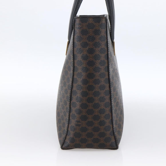 CELINE Macadam Canvas Hand Bag PVC Leather Black Gold Auth LNZ528