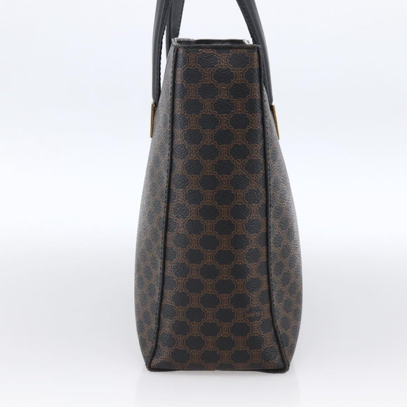 CELINE Macadam Canvas Hand Bag PVC Leather Black Gold Auth LNZ528