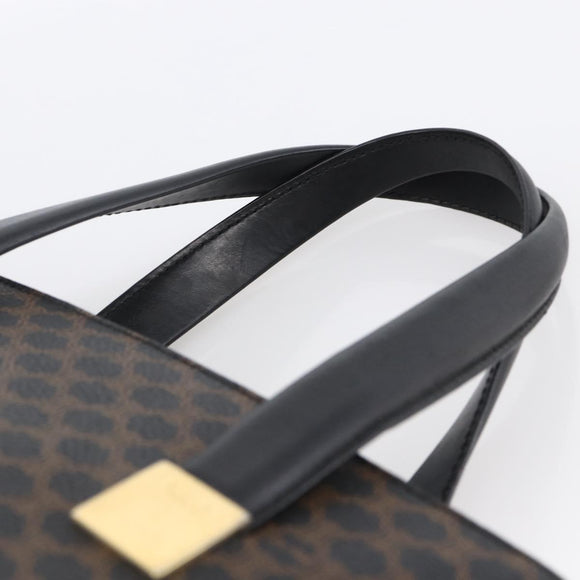 CELINE Macadam Canvas Hand Bag PVC Leather Black Gold Auth LNZ528