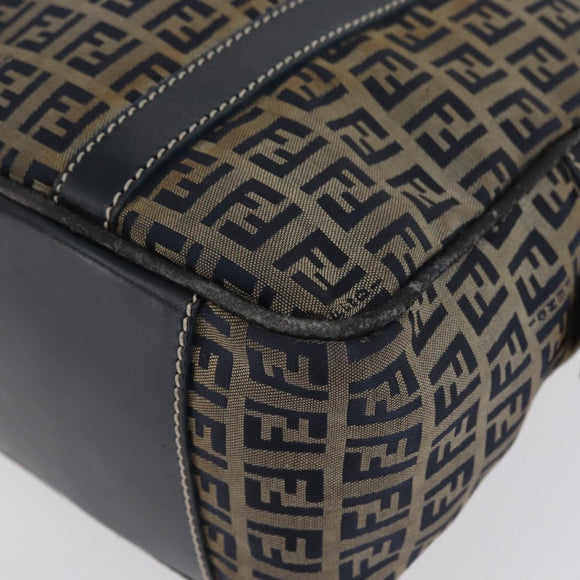 FENDI Zucchino Canvas Hand Bag Navy Silver Auth LNZ529