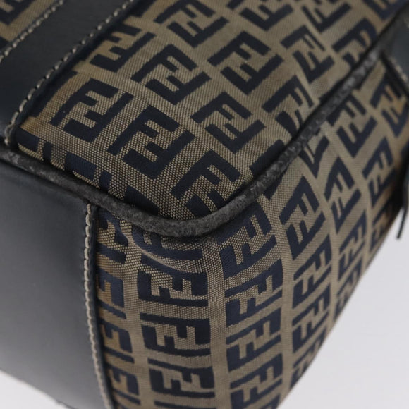 FENDI Zucchino Canvas Hand Bag Navy Silver Auth LNZ529