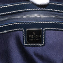 FENDI Zucchino Canvas Hand Bag Navy Silver Auth LNZ529-17