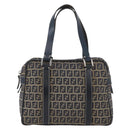 FENDI Zucchino Canvas Hand Bag Navy Silver Auth LNZ529-13