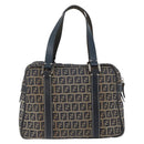 FENDI Zucchino Canvas Hand Bag Navy Silver Auth LNZ529-2