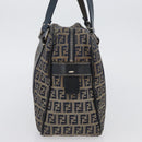 FENDI Zucchino Canvas Hand Bag Navy Silver Auth LNZ529-3