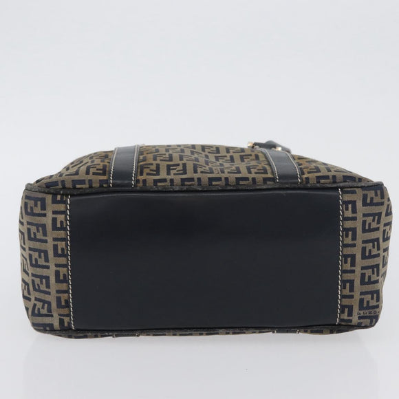 FENDI Zucchino Canvas Hand Bag Navy Silver Auth LNZ529