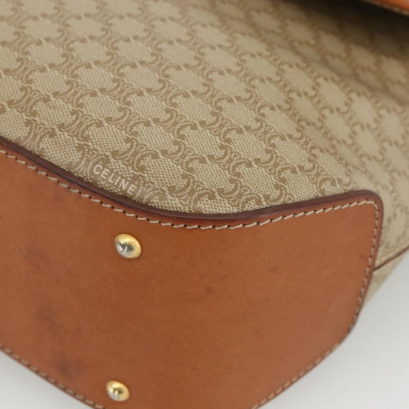 CELINE Macadam Canvas Hand Bag PVC Beige Gold Auth LNZ539