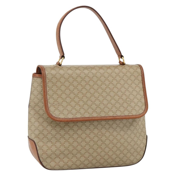 CELINE Macadam Canvas Hand Bag PVC Beige Gold Auth LNZ539