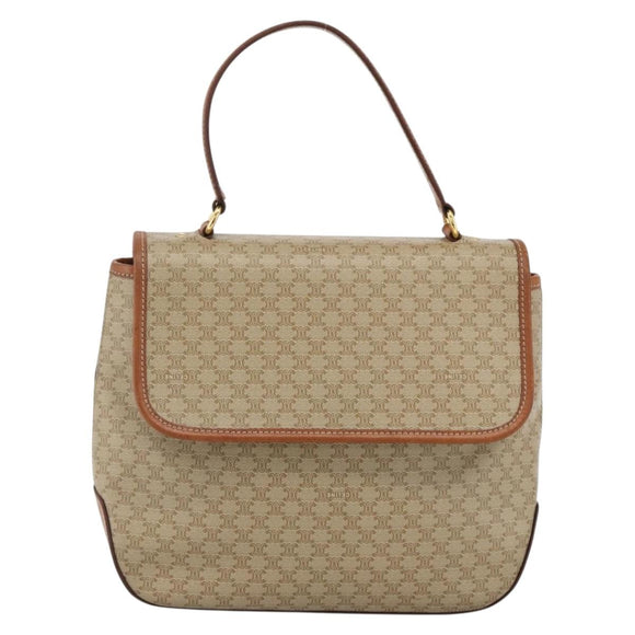 CELINE Macadam Canvas Hand Bag PVC Beige Gold Auth LNZ539