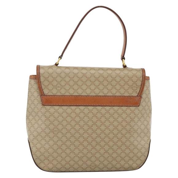 CELINE Macadam Canvas Hand Bag PVC Beige Gold Auth LNZ539