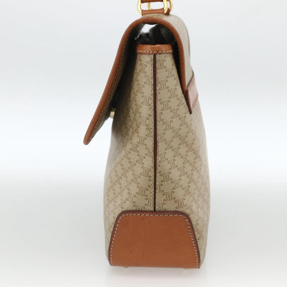 CELINE Macadam Canvas Hand Bag PVC Beige Gold Auth LNZ539