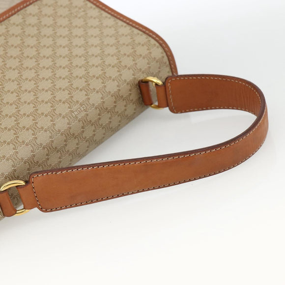 CELINE Macadam Canvas Hand Bag PVC Beige Gold Auth LNZ539
