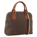 CELINE Macadam Canvas Handtas PVC Leer 2way Bruin Goud Auth LNZ540-1