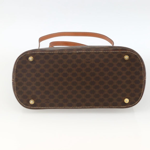 CELINE Macadam Canvas Handtas PVC Leer 2way Bruin Goud Auth LNZ540