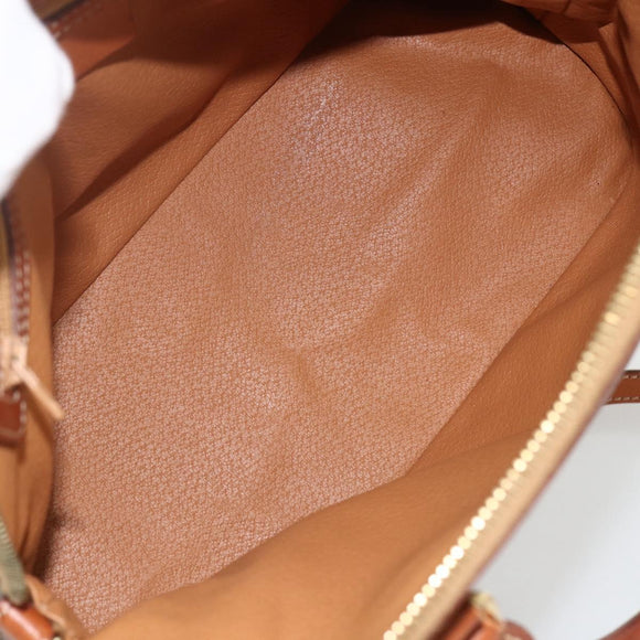 CELINE Macadam Canvas Handtas PVC Leer 2way Bruin Goud Auth LNZ540