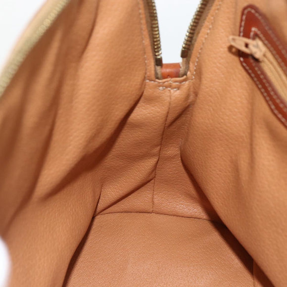 CELINE Macadam Canvas Handtas PVC Leer 2way Bruin Goud Auth LNZ540