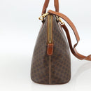 CELINE Macadam Canvas Handtas PVC Leer 2way Bruin Goud Auth LNZ540-3