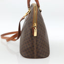 CELINE Macadam Canvas Handtas PVC Leer 2way Bruin Goud Auth LNZ540-4
