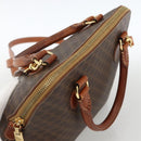 CELINE Macadam Canvas Handtas PVC Leer 2way Bruin Goud Auth LNZ540-6
