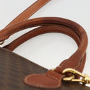CELINE Macadam Canvas Handtas PVC Leer 2way Bruin Goud Auth LNZ540-8