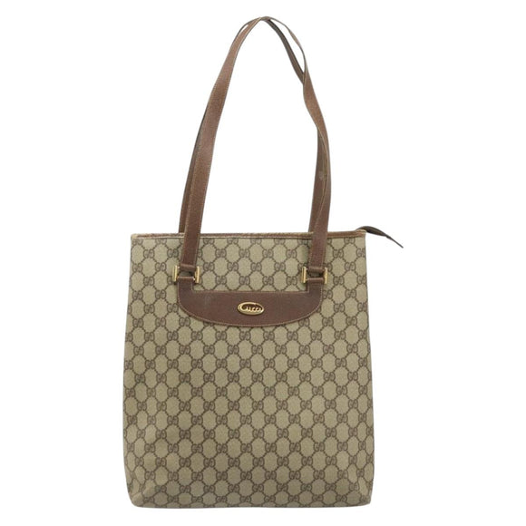 GUCCI GG Supreme Tote Bag PVC Beige Gold 002 39 6130 Auth LNZ541