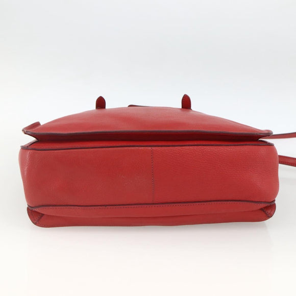 Miu Miu Madras Hand Bag Leather 2way Red Gold Auth LNZ542