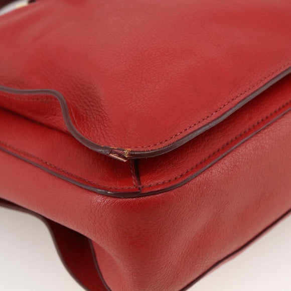 Miu Miu Madras Hand Bag Leather 2way Red Gold Auth LNZ542