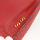 Miu Miu Madras Hand Bag Leather 2way Red Gold Auth LNZ542-18