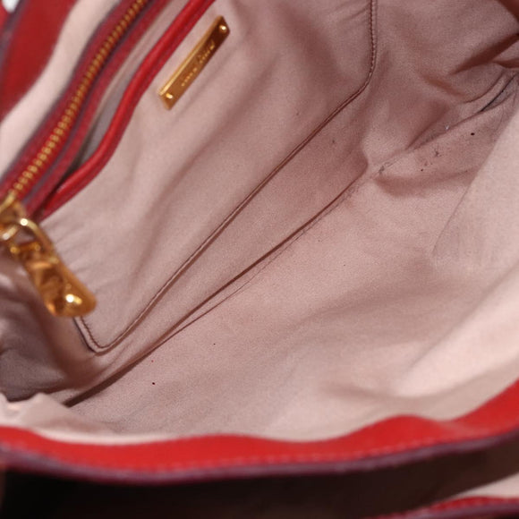 Miu Miu Madras Hand Bag Leather 2way Red Gold Auth LNZ542