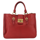 Miu Miu Madras Hand Bag Leather 2way Red Gold Auth LNZ542-13