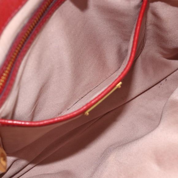 Miu Miu Madras Hand Bag Leather 2way Red Gold Auth LNZ542