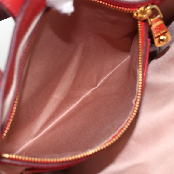 Miu Miu Madras Hand Bag Leather 2way Red Gold Auth LNZ542
