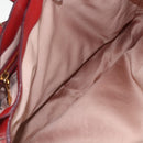 Miu Miu Madras Hand Bag Leather 2way Red Gold Auth LNZ542-25