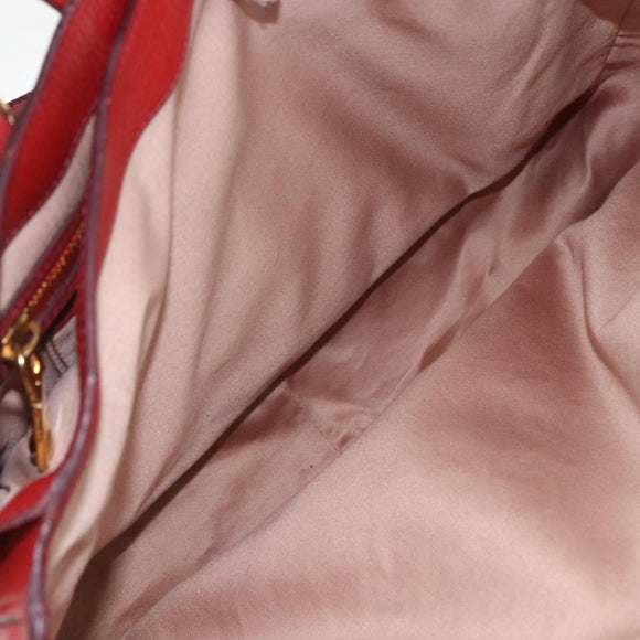 Miu Miu Madras Hand Bag Leather 2way Red Gold Auth LNZ542