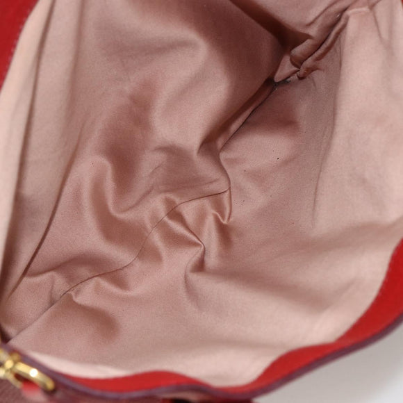 Miu Miu Madras Hand Bag Leather 2way Red Gold Auth LNZ542