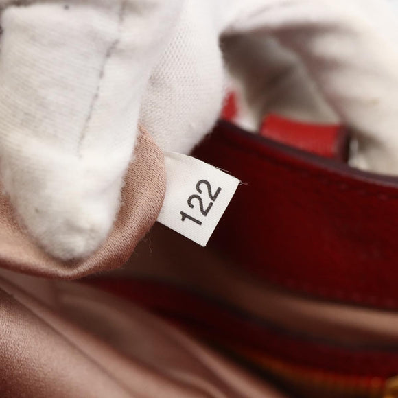 Miu Miu Madras Hand Bag Leather 2way Red Gold Auth LNZ542