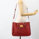Miu Miu Madras Hand Bag Leather 2way Red Gold Auth LNZ542-27