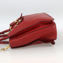 Miu Miu Madras Hand Bag Leather 2way Red Gold Auth LNZ542-3