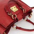 Miu Miu Madras Hand Bag Leather 2way Red Gold Auth LNZ542-6
