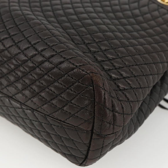 BALLY Chain Shoulder Bag Leather Black Gold Auth LNZ543