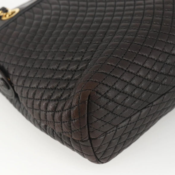 BALLY Chain Shoulder Bag Leather Black Gold Auth LNZ543