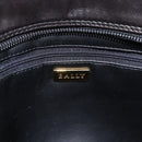 BALLY Chain Shoulder Bag Leather Black Gold Auth LNZ543-11